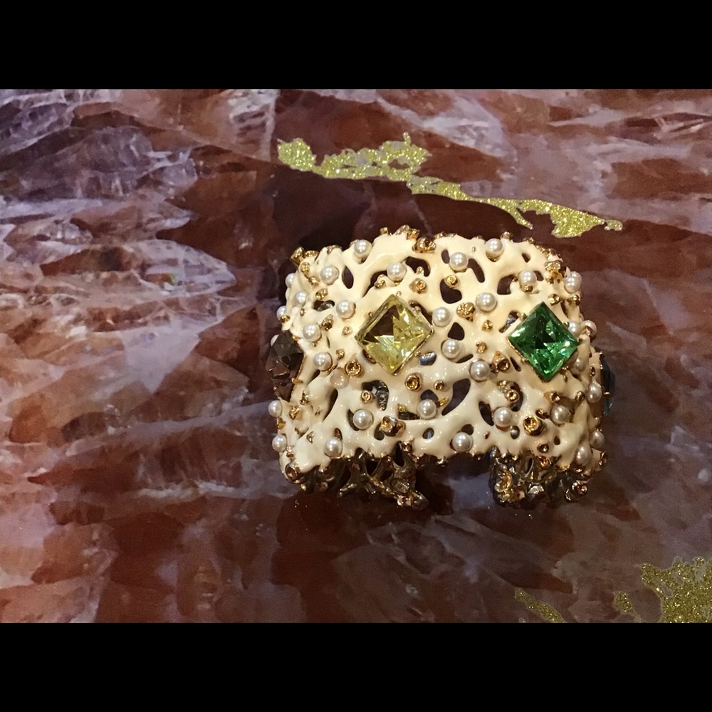 Kenneth Jay Lane White Enamel Coral Bracelet